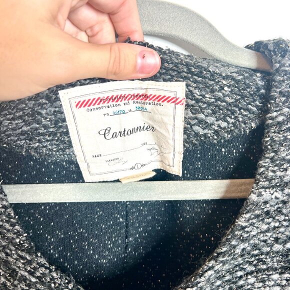 Anthropologie Cartonnier Lurex Knit Sweater Tweed Jacket Distressed Hem Large - Picture 2 of 5